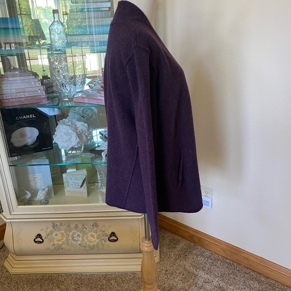 Elieen Fisher Purple/Plum 100% Wool Sweater Blazer Size PM - Picture 2 of 5